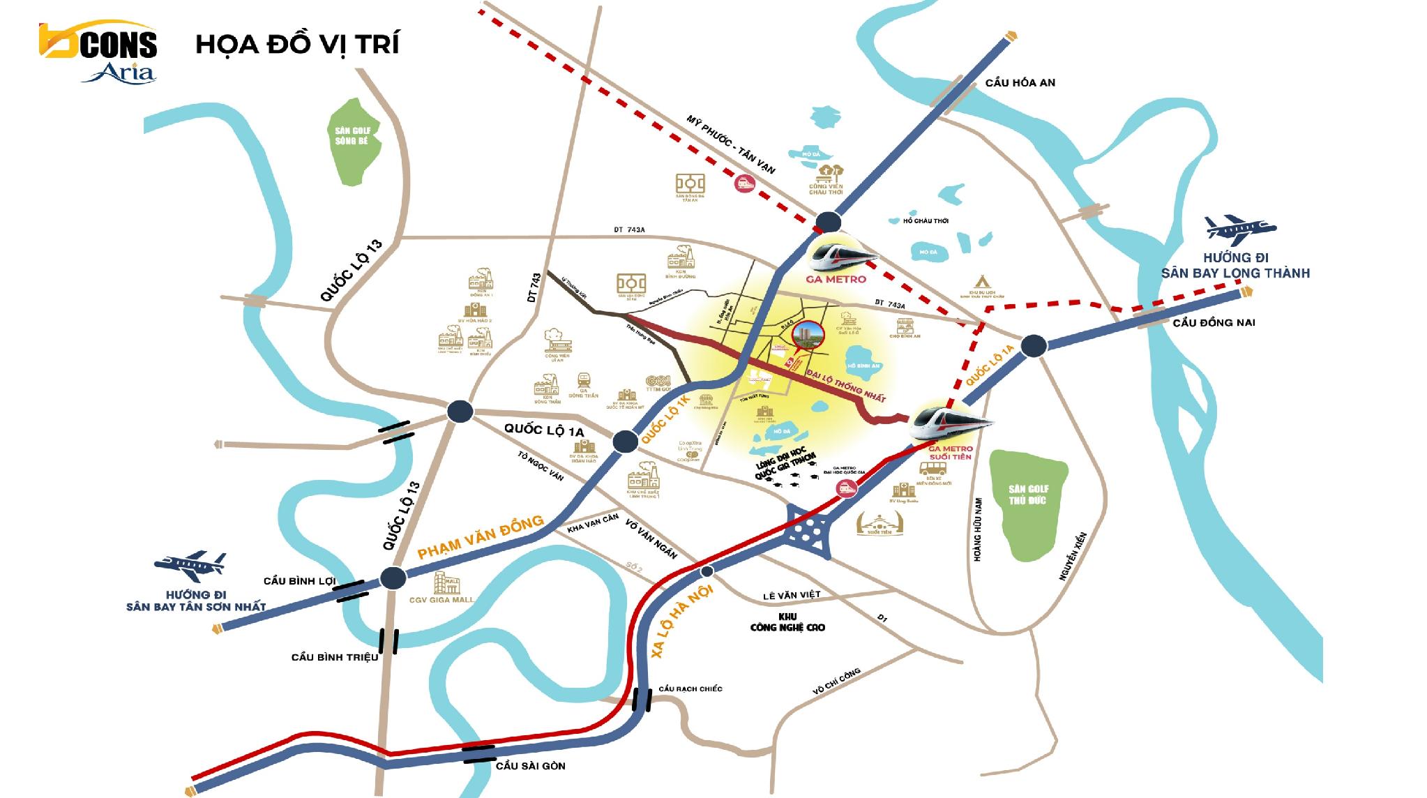 vị trí dự án Bcons aria Hồ Chí Minh